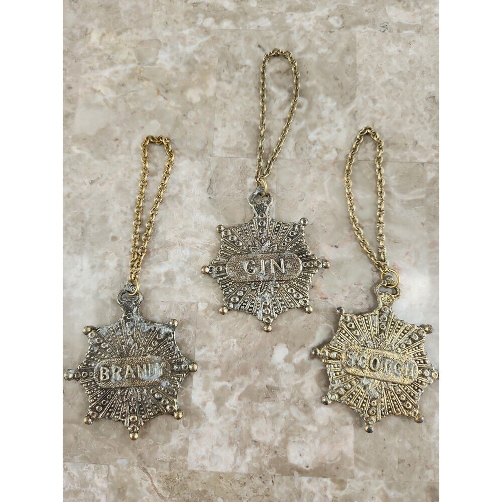 Vintage Pewter Decanter Charms, Lot Of 3
